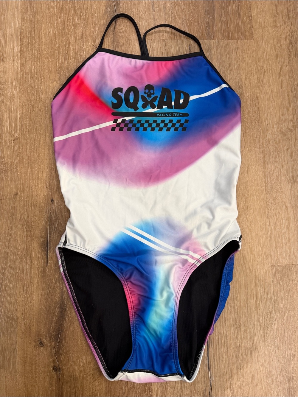 Betty Designs Squad Racing Team Pink & Blue Tie-Dye One-Piece Swimsuit | 36